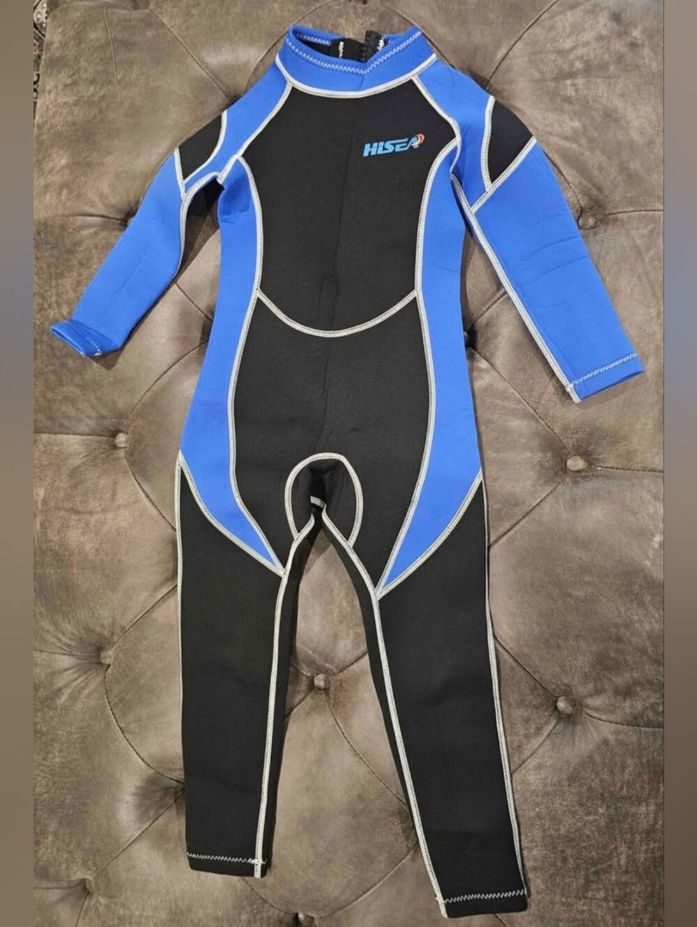 HISEA Kids Long-Sleeve Full Wetsuit - Black & Blue Size 4
